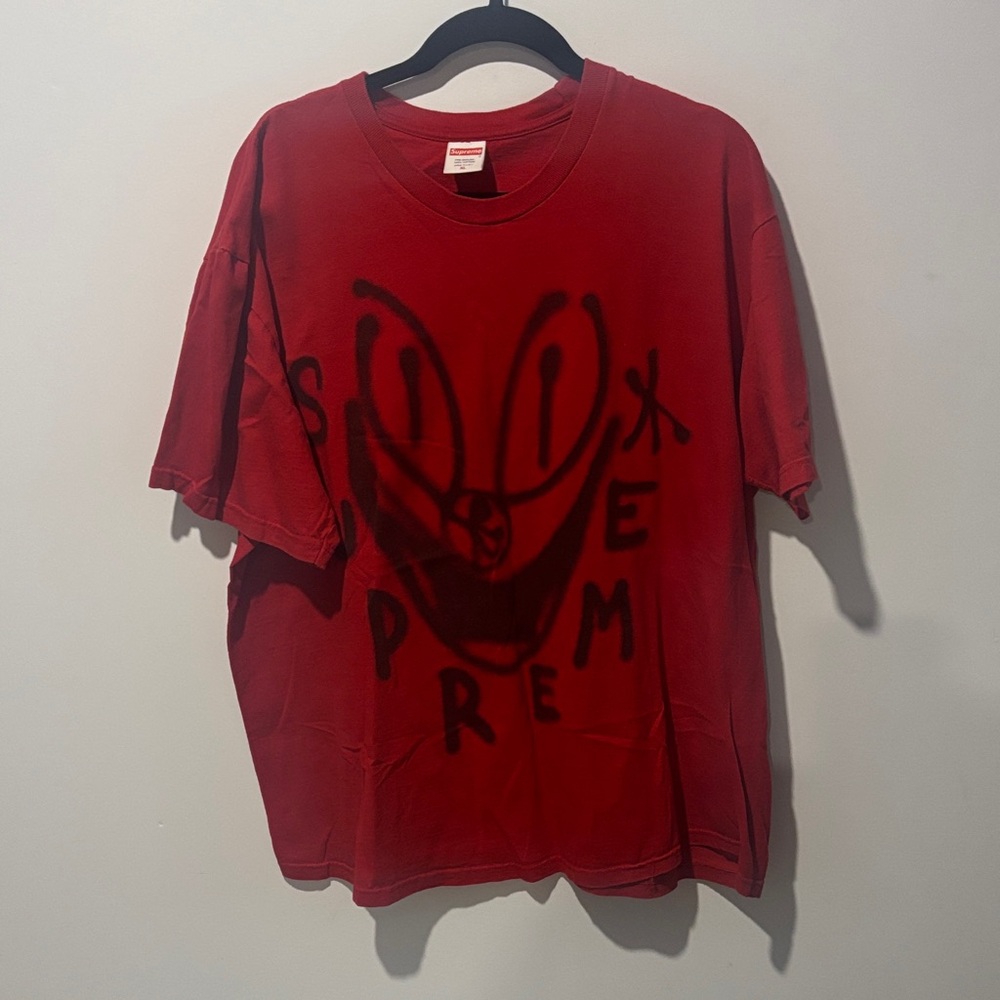 Supreme Graffiti Graphic Smile Face Vibrant Red XL Tee